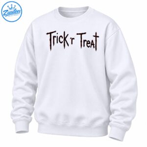 Trick r Treat Halloween shirt design with dark reddish-brown distressed lettering and creepy dripping details