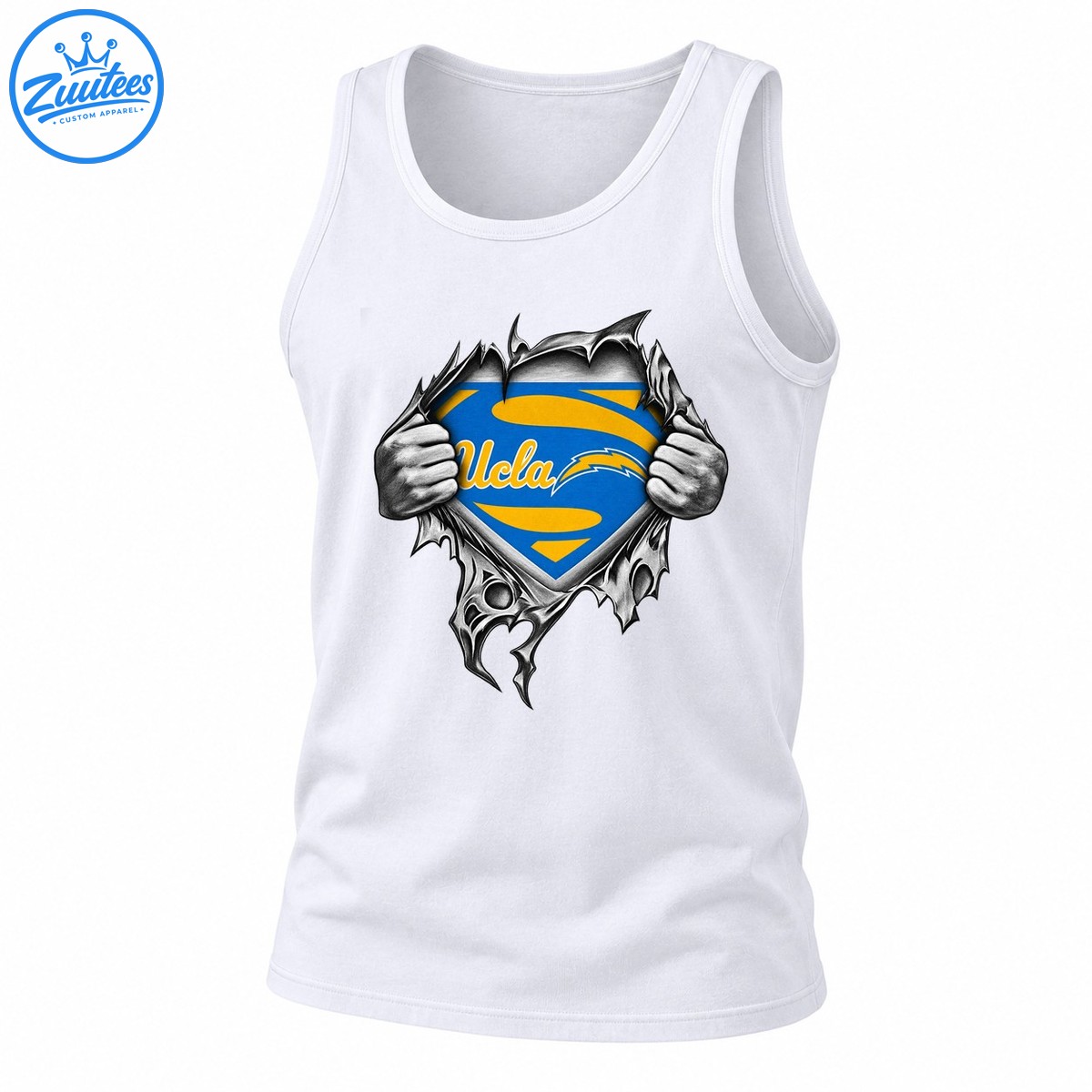 UCLA Blue Gold Hands Ripping Open Reveal Tank Top