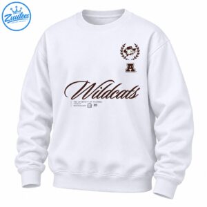 University of Arizona Wildcats shirt design with maroon script, collegiate A, wildcat crest, laurel wreath, and Tucson heritage text