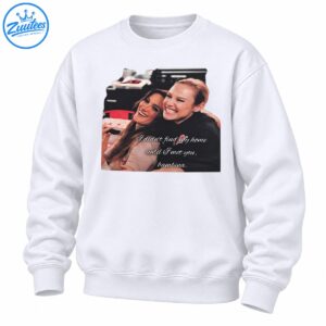 Valeria shirt with two smiling women embracing and white cursive text reading I didn't find my home until I met you, bambina.