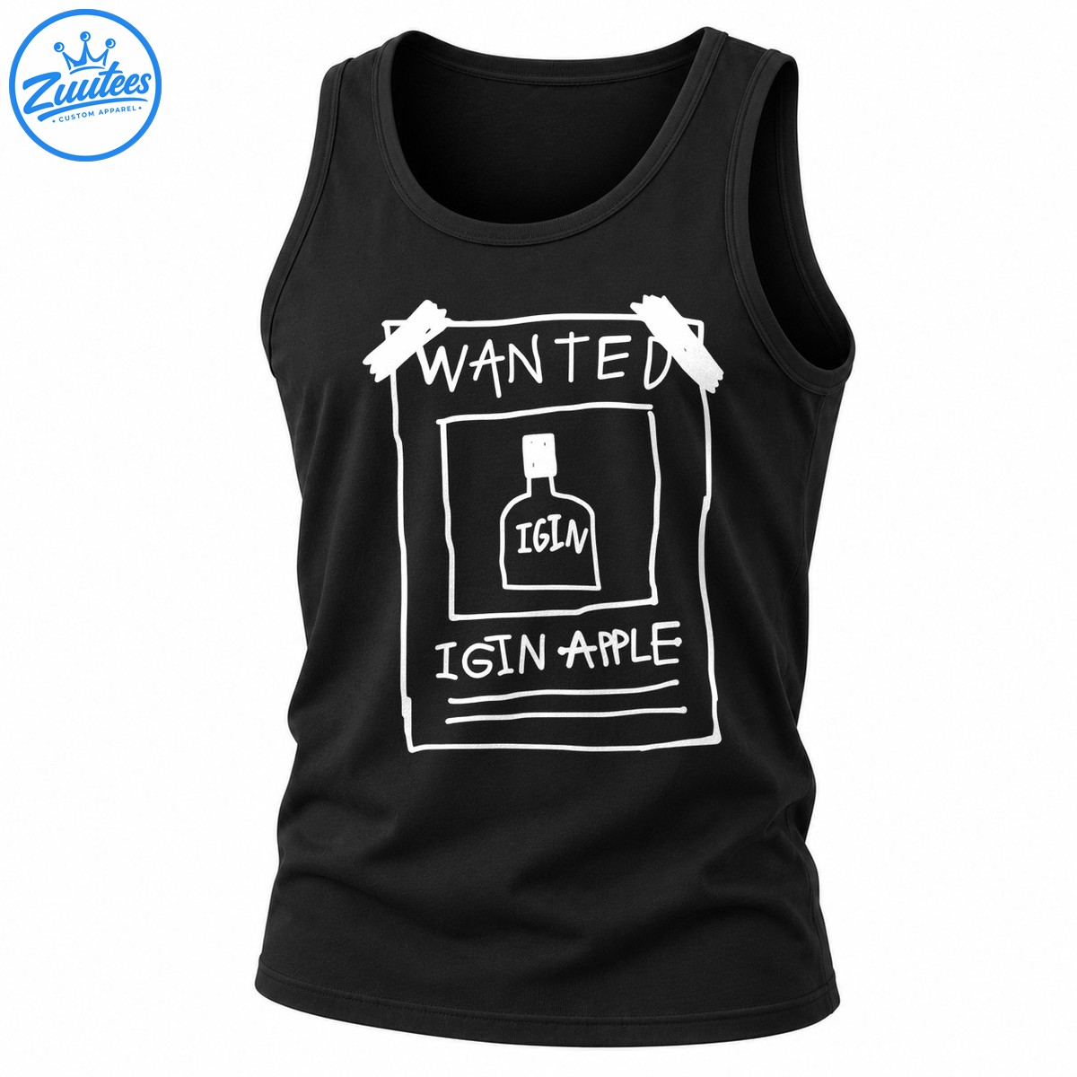 Wanted Igin Apple Hand Drawn Poster Graphic Tank Top