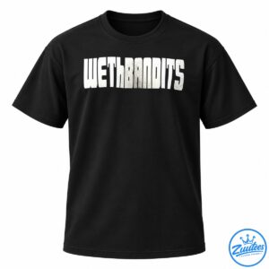 Wethbandits mascot logo shirt design with oversized distressed off-white block lettering and dark outlines.