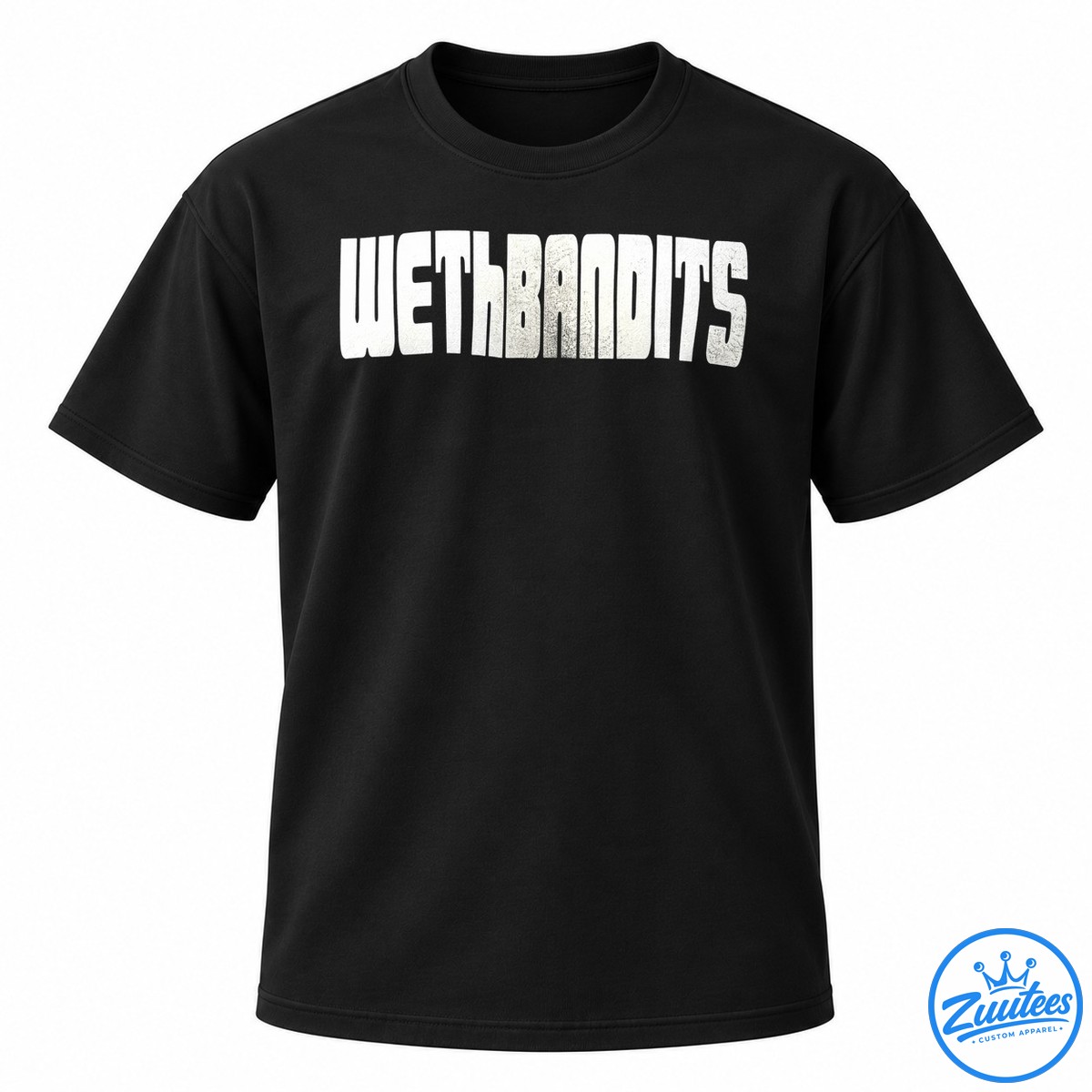 Wethbandits Mascot Logo Shirt Wethbandits mascot logo shirt design with oversized distressed off-white block lettering and dark outlines.