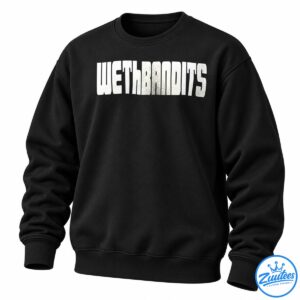 Wethbandits mascot logo shirt design with oversized distressed off-white block lettering and dark outlines.