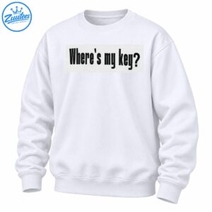 Where's my key shirt design with bold, tall black typography and an oversized question mark