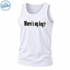 Where's my key shirt design with bold, tall black typography and an oversized question mark