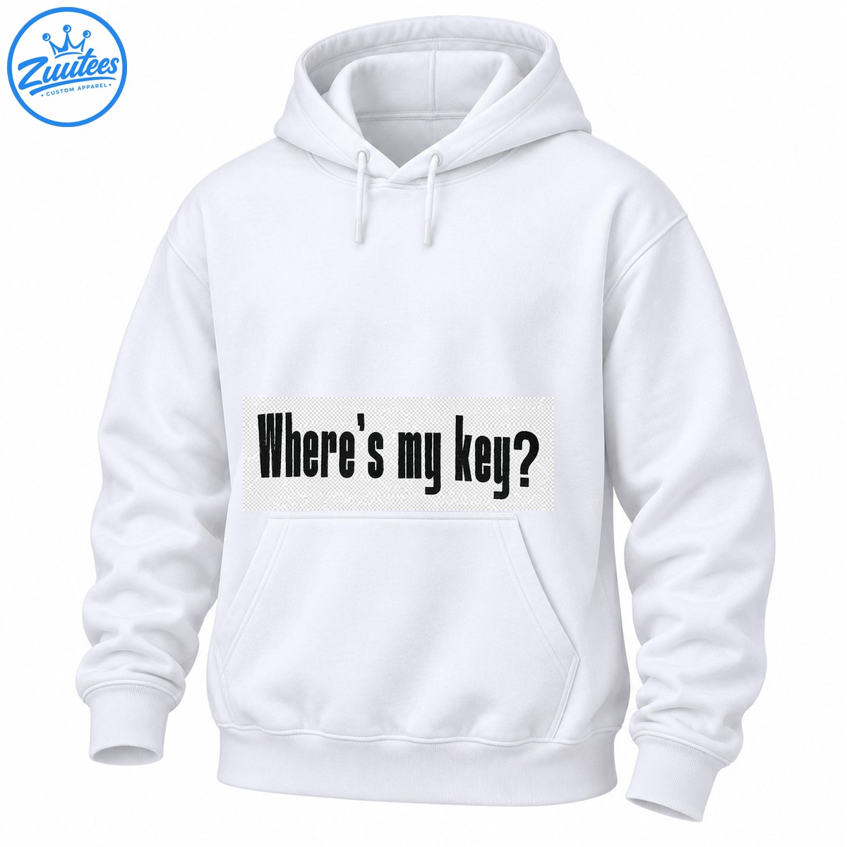 Where's my key shirt design with bold, tall black typography and an oversized question mark Where's my key shirt design with bold, tall black typography and an oversized question mark
