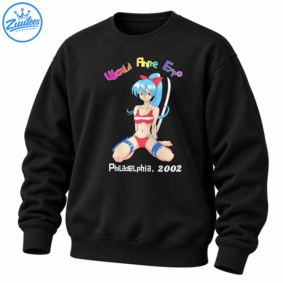 World Anime Expo Philadelphia 2002 Retro Anime Girl Graphic Sweatshirt