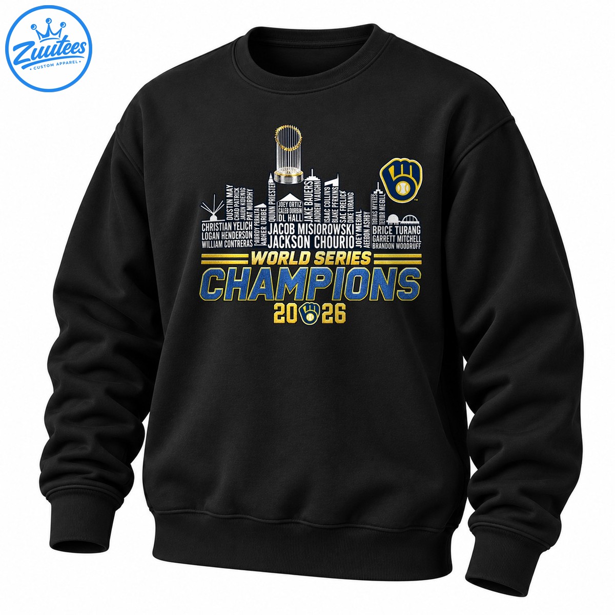 World Series Champions 2026 Milwaukee Baseball Skyline Graphic Sweatshirt