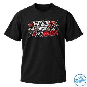 Wyatt Miller The Thriller sprint car racing shirt design with number 11 and distressed red, white, and black graphics