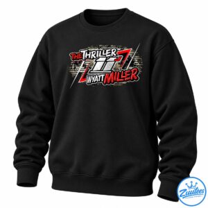 Wyatt Miller The Thriller sprint car racing shirt design with number 11 and distressed red, white, and black graphics
