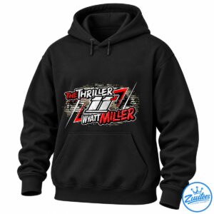 Wyatt Miller The Thriller sprint car racing shirt design with number 11 and distressed red, white, and black graphics