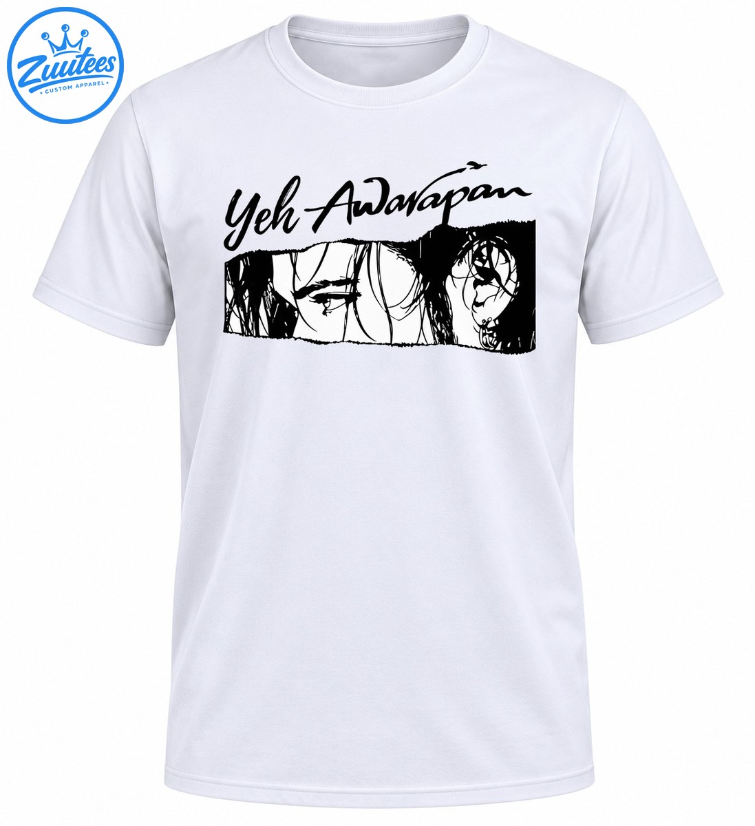 Yeh Awarapan black script lettering above a black and white illustrated portrait with dark hair and a pierced ear Yeh Awarapan black script lettering above a black and white illustrated portrait with dark hair and a pierced ear