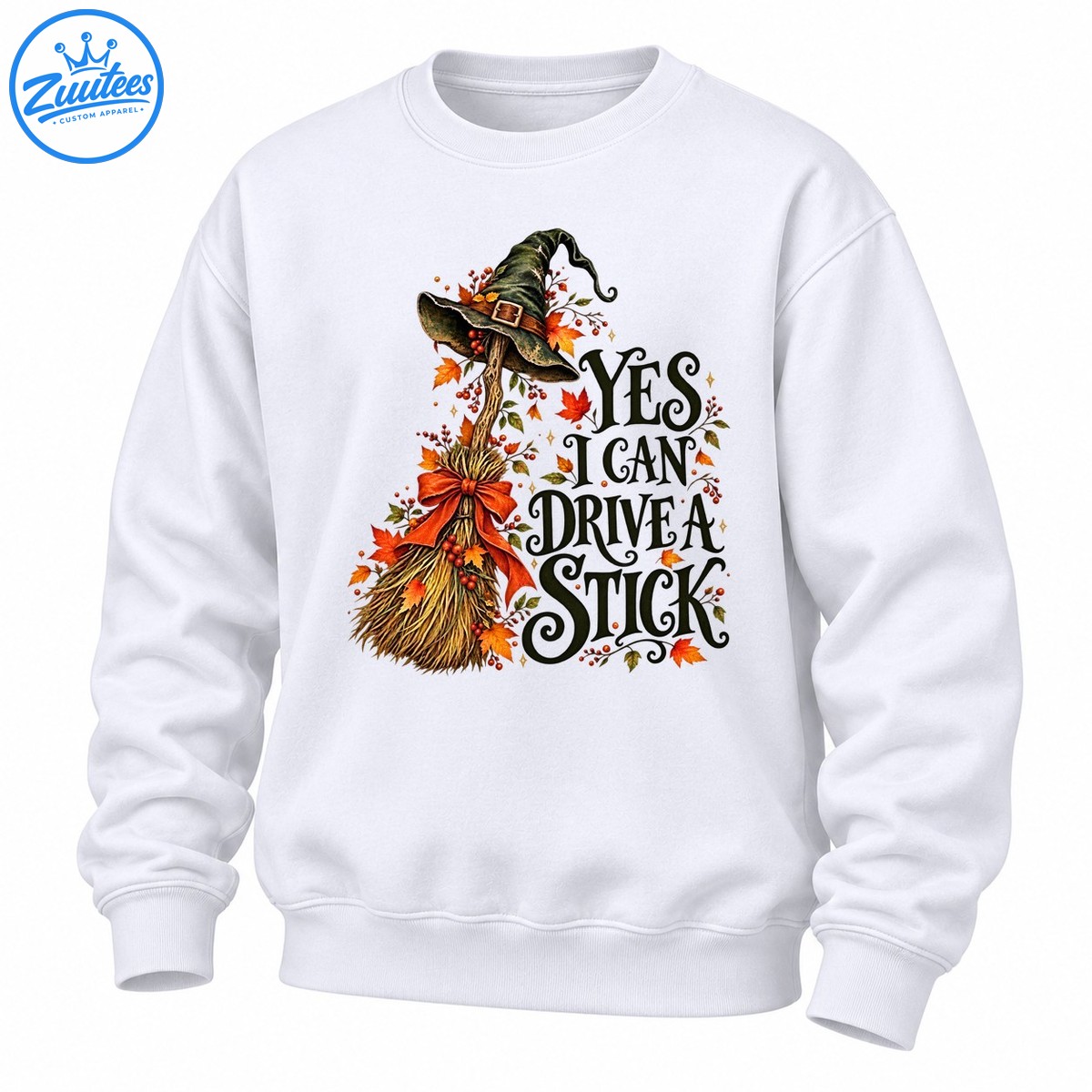 Yes I Can Drive A Stick Witch Broom Vintage Halloween Sweatshirt